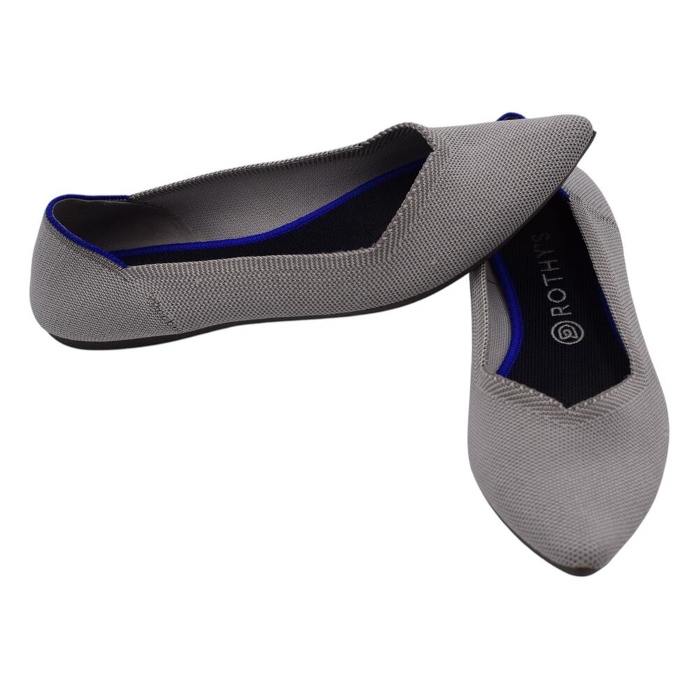 Rothy's The Point Flats -- Pointed Toe Shoes Diamond Twill Neutral - Womens 11